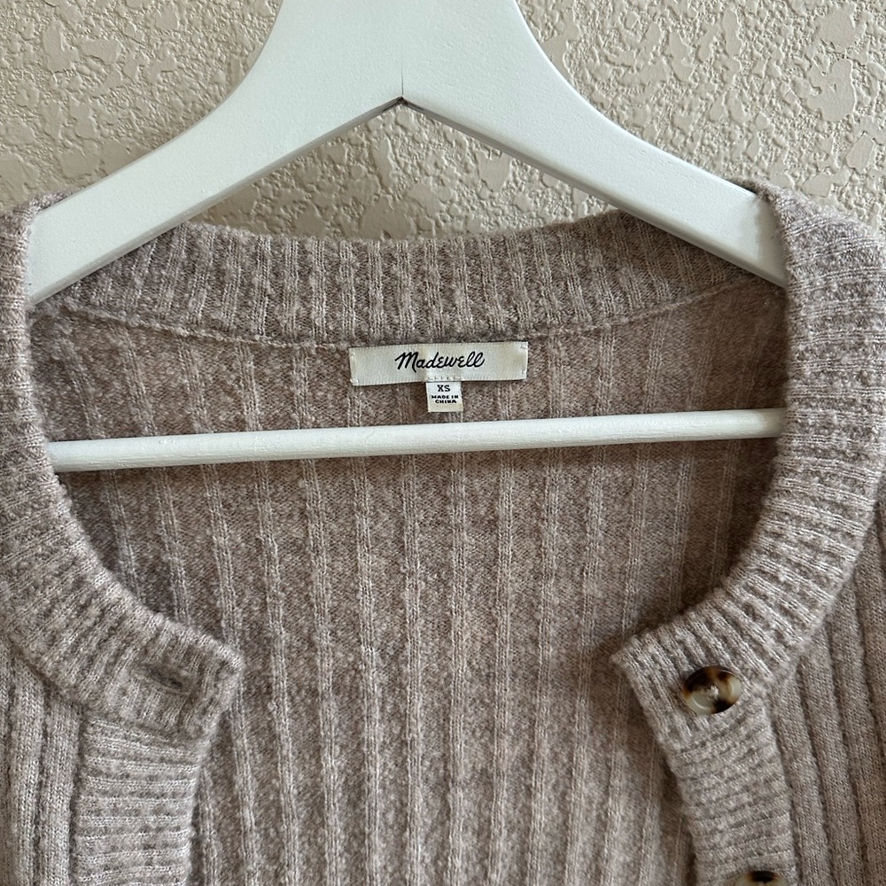 Madewell Ribbed Knit Cardigan in Cream - Picture 3 of 6